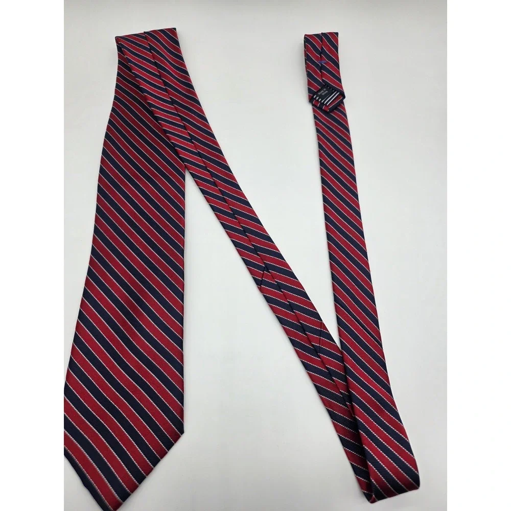 Nautica Tie Mens Red White Blue Silk Striped Necktie 59